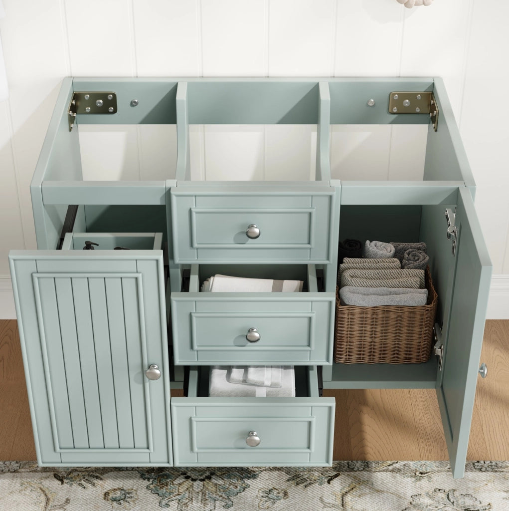 Mobile sottolavabo sospeso verde in MDF con cassetti e vano, 78,5 cm