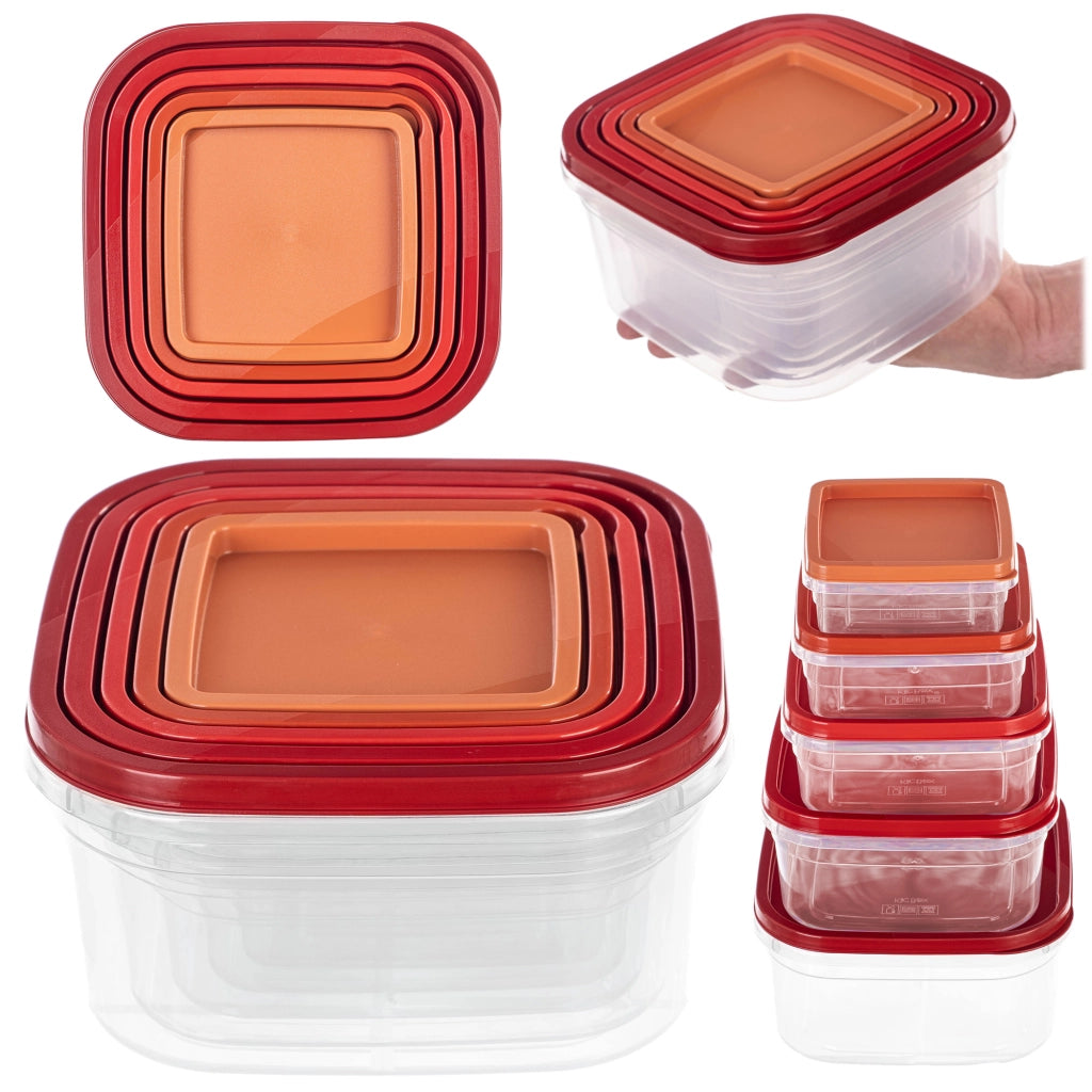Set di contenitori per alimenti KADAX Scatole per il pranzo in plastica con coperchio da 5 pezzi
