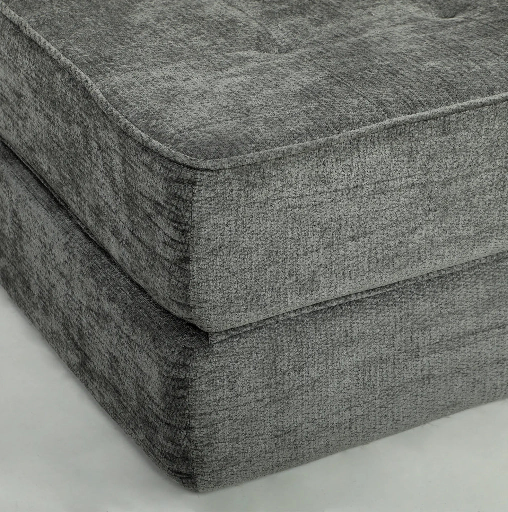 Poltrona letto singola ULEVR 97x194 cm in ciniglia grigia, 2 in 1 con cuscino e supporto trapezoidale