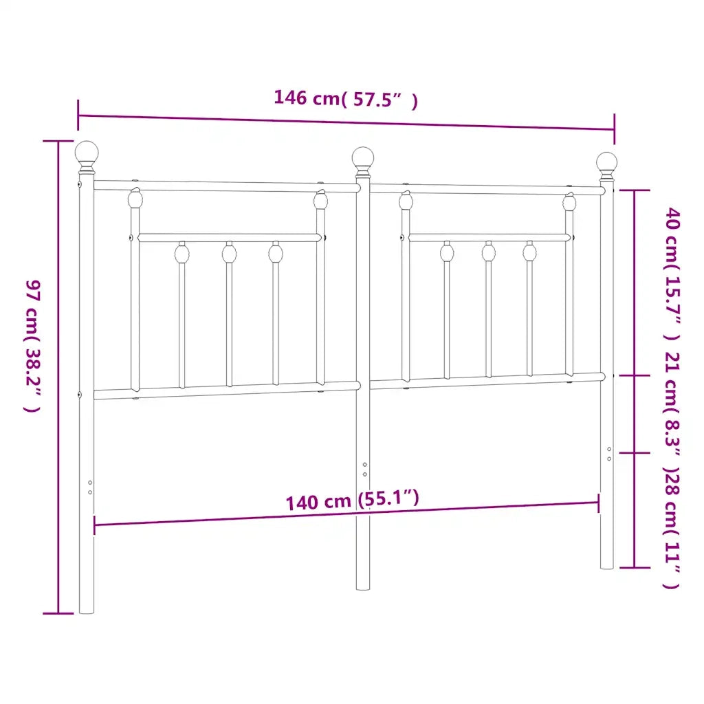 Testiera di Ricambio in Metallo Nero 140 cm 353570