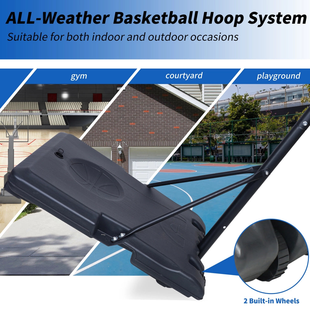 Canestro da basket portatile 170-213 cm su ruote nero rosso interno esterno