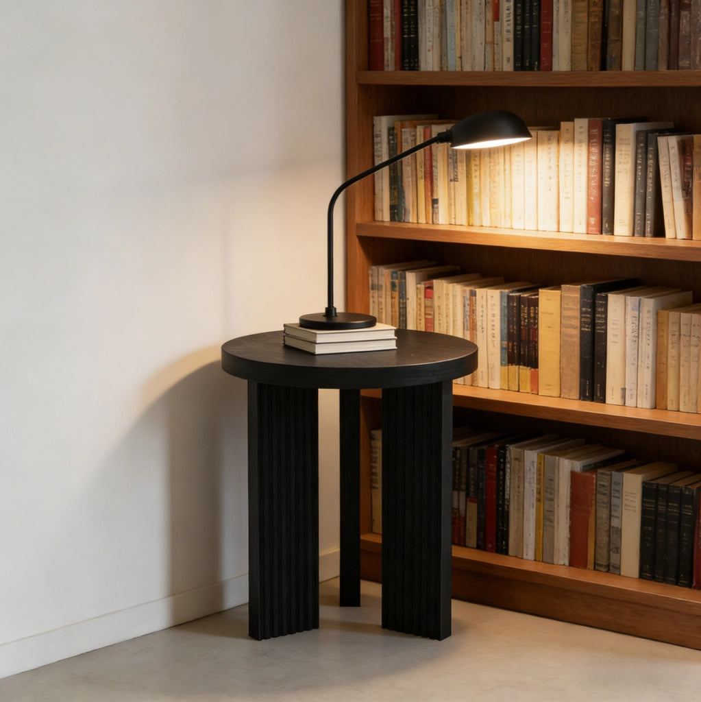 Tavolino rotondo da salotto in MDF nero HOMVRA