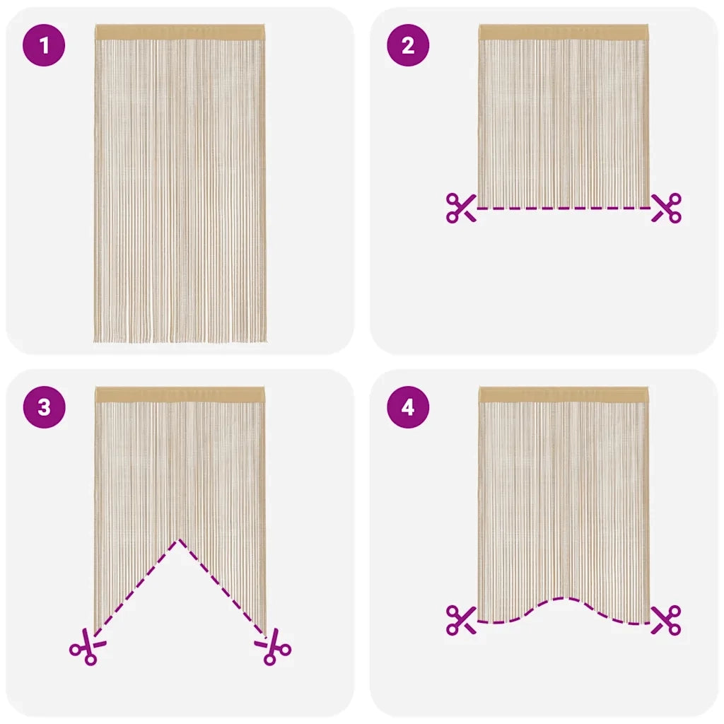2 pz Tende a Fili 100x250 cm Beige