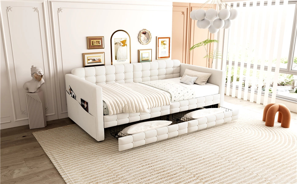 letto imbottito velluto beige 90 x 190 cm