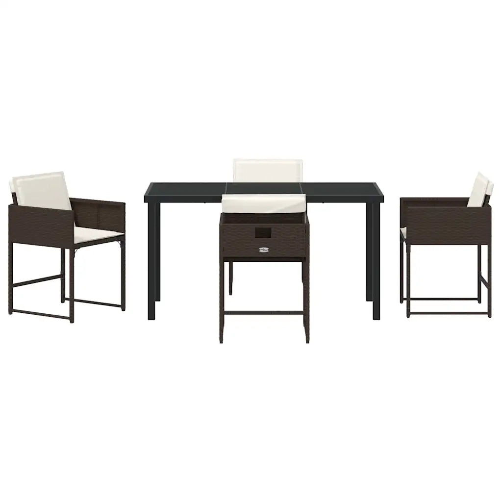 Set da Pranzo per Giardino 5 pz Marrone polyrattan 3380017