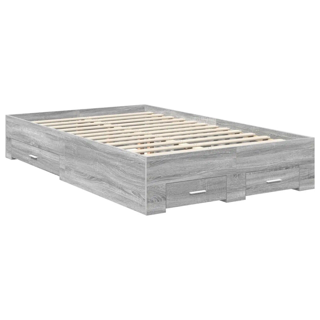 Letto matrimoniale | Letto per adulti | Struttura del letto con testiera Grigio Sonoma 120 x 200 cm