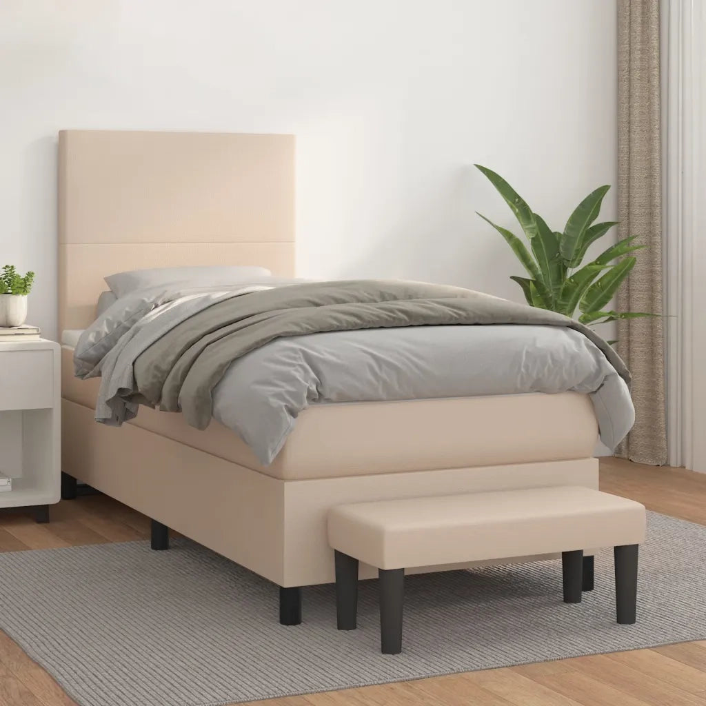 Giroletto a Molle con Materasso Cappuccino 90x200 cm Similpelle