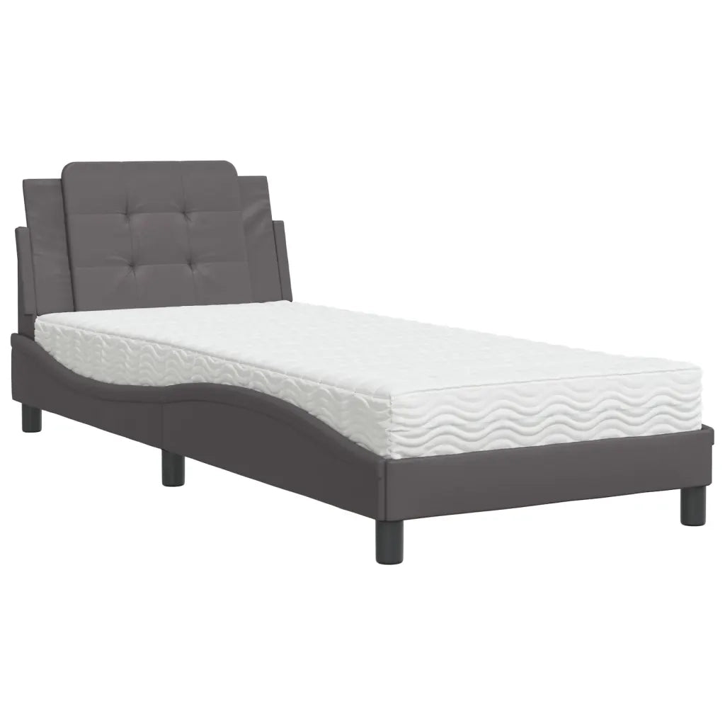 Letto singolo | Letto per adulti | Giroletto senza Materasso Zadar Grgio 80x200 cm in Similpelle
