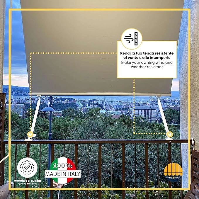 Coppia di Braccetti per Tende da Sole a Caduta Tempotest Parà in Alluminio 70 cm - Colore Avorio