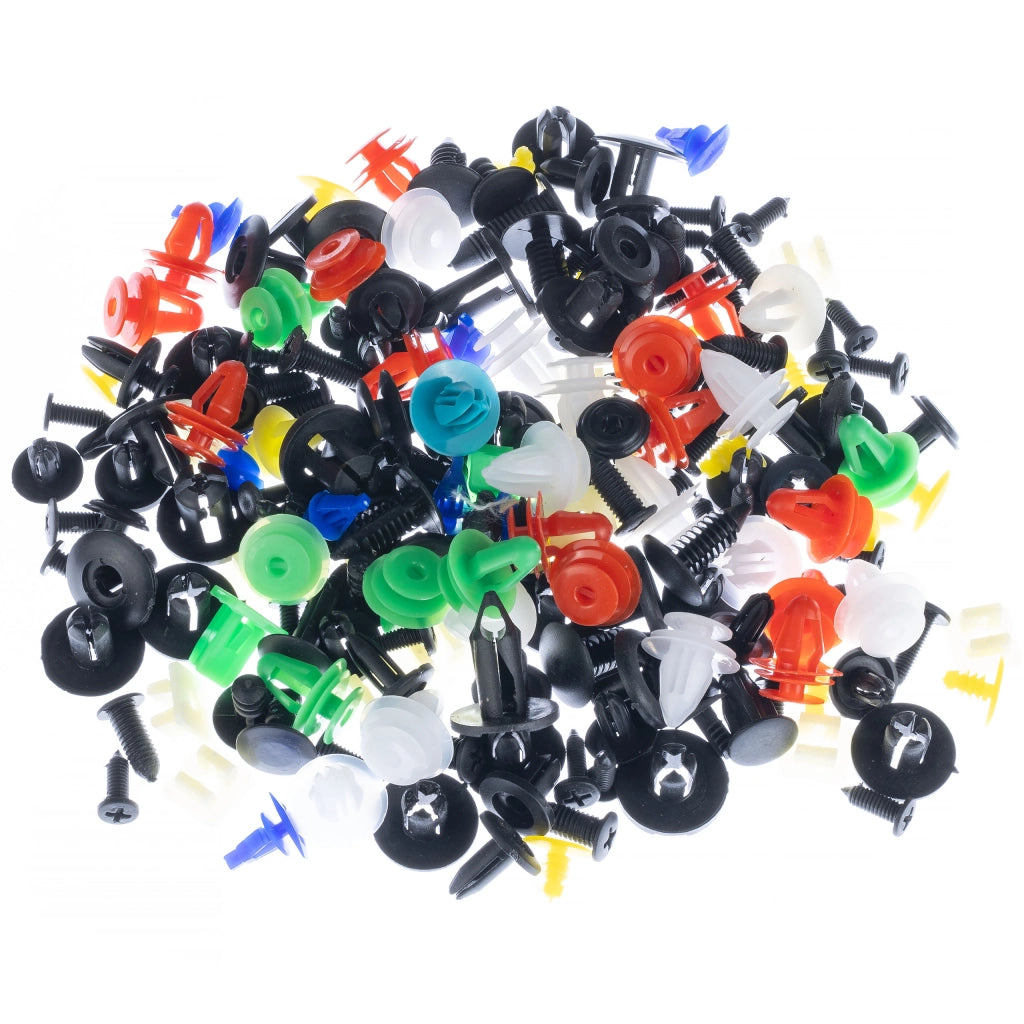 Set di Rivetti Universali per Auto Rosfix – 200 Pezzi | Materiale Plastico, Multicolore, Lunghezza 1-4 cm