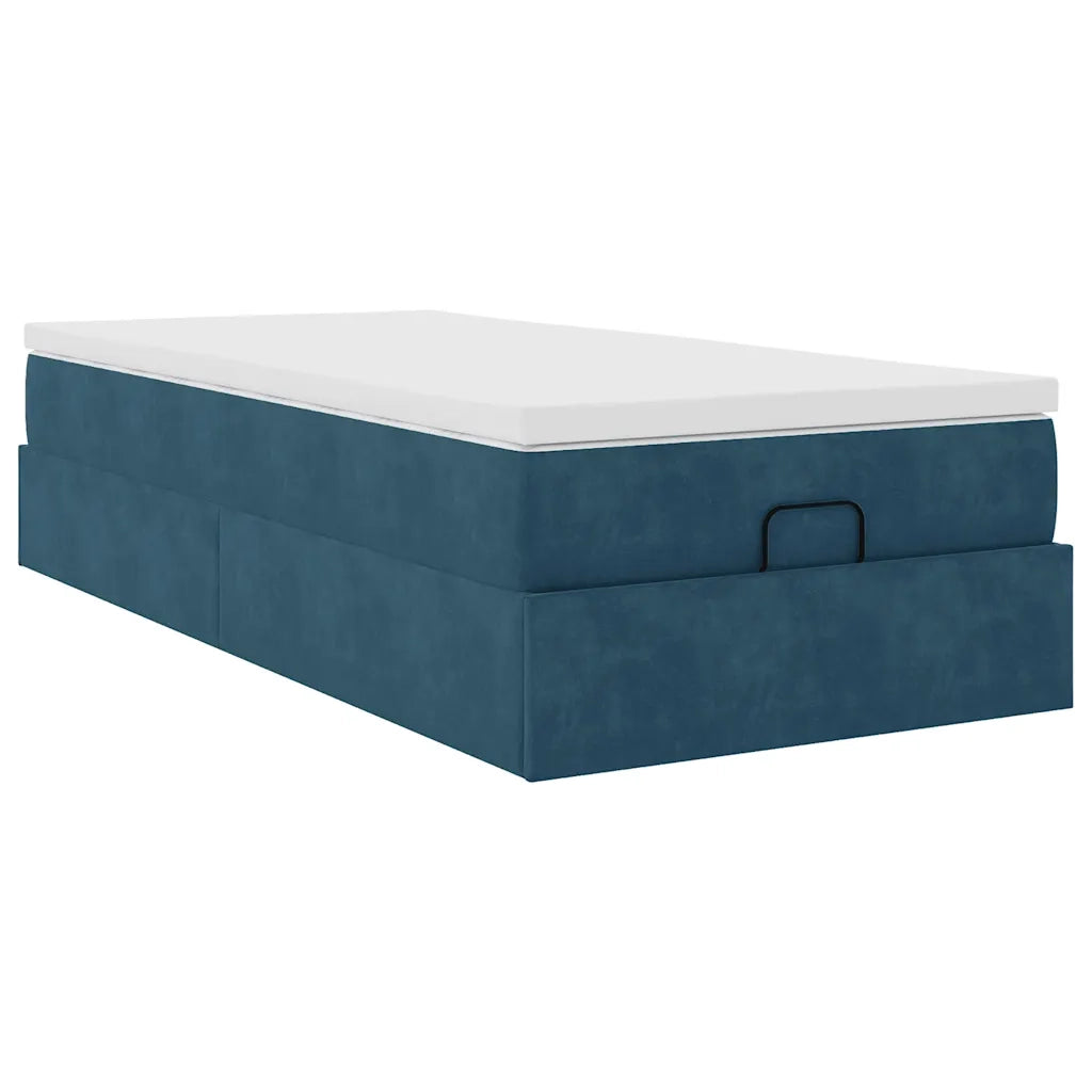 Struttura Letto Pouf con Materasso-Giroletto 80x200 cm Velluto