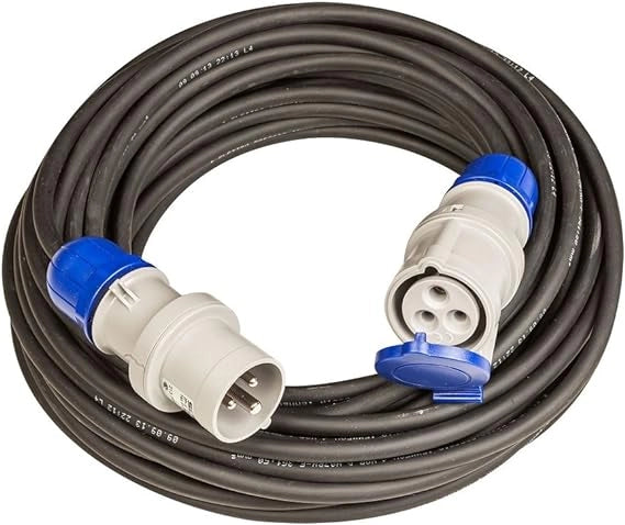 PROLUNGA INDUSTRIALE CON CAVO IN GOMMA IP67 16A 2P+T 200-250V - 20 mt - ELECTRALINE