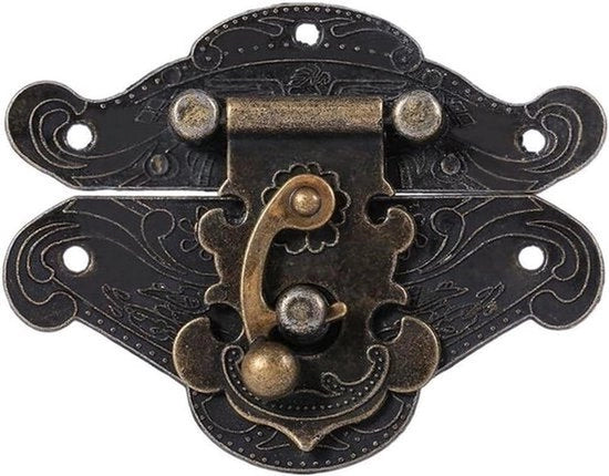 Relievo antico grendel - scatola di legno per gioielli - viti - decorativo - vintage - retro - adatto per mobili - marrone Relievo antico grendel con viti per scatola di legno (XXS)