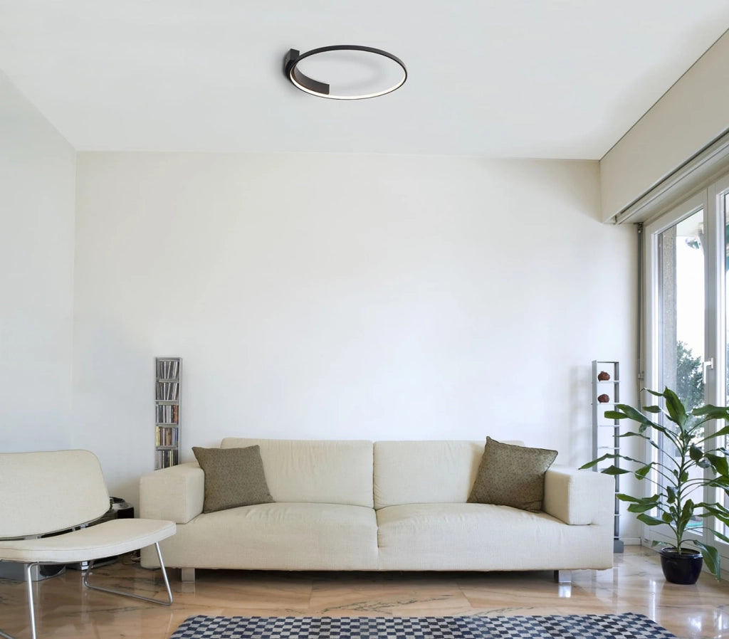 Plafoniera moderna nera anello Ø60 LED 38W Maxlight