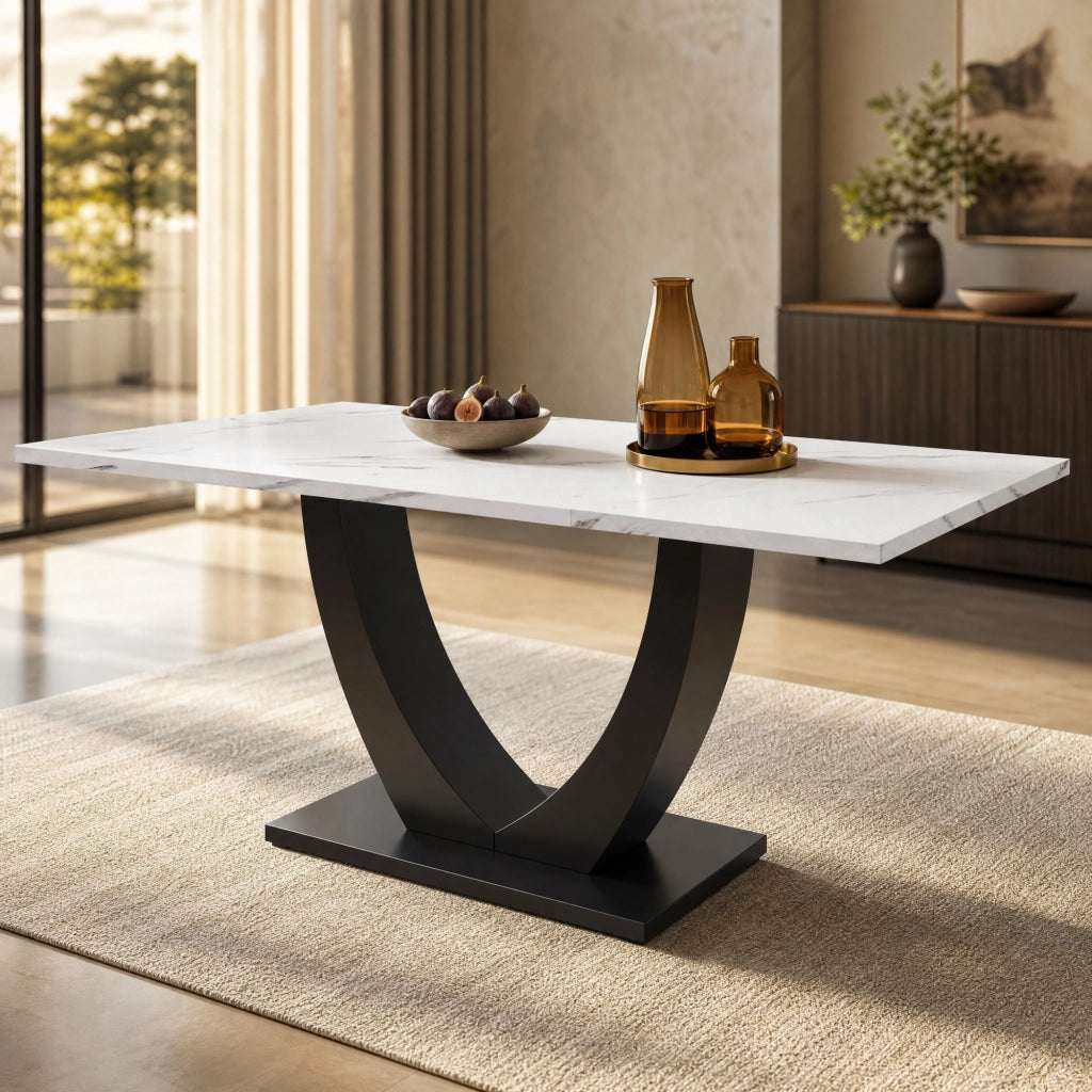 Tavolo da pranzo rettangolare 140x75 cm effetto marmo