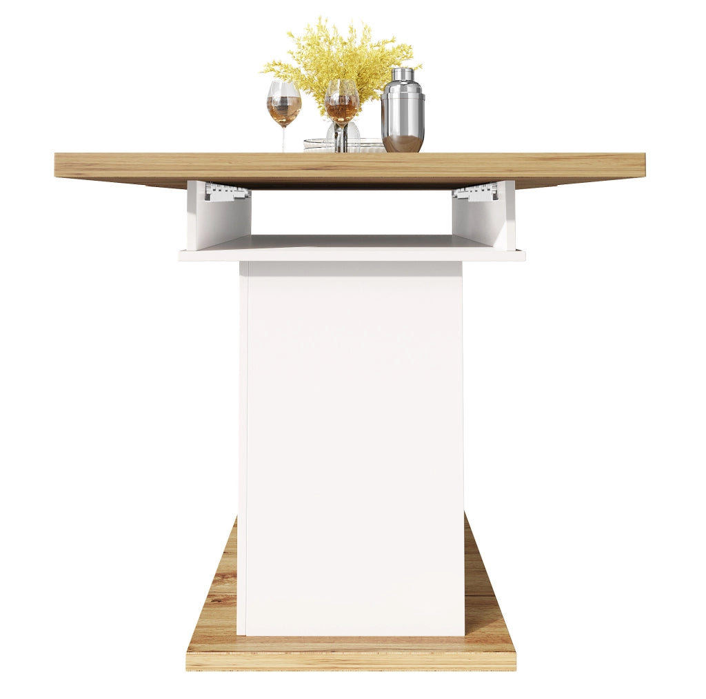 Tavolo da pranzo estensibile 110-140x80 cm bianco con vano contenitore
