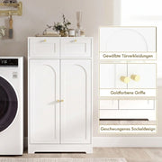 Mobile da bagno bianco con 2 cassetti e ripiano regolabile, 60x30x108 cm