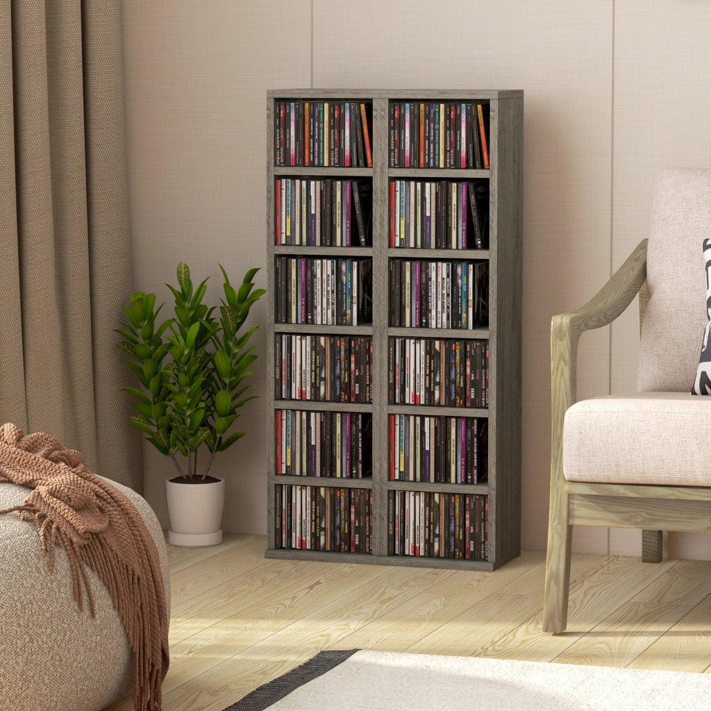 Libreria a colonne 2 pezzi ¨C Xylo ¨C 12 scomparti per CD DVD grigio scuro 21x22,5x88,5 cm