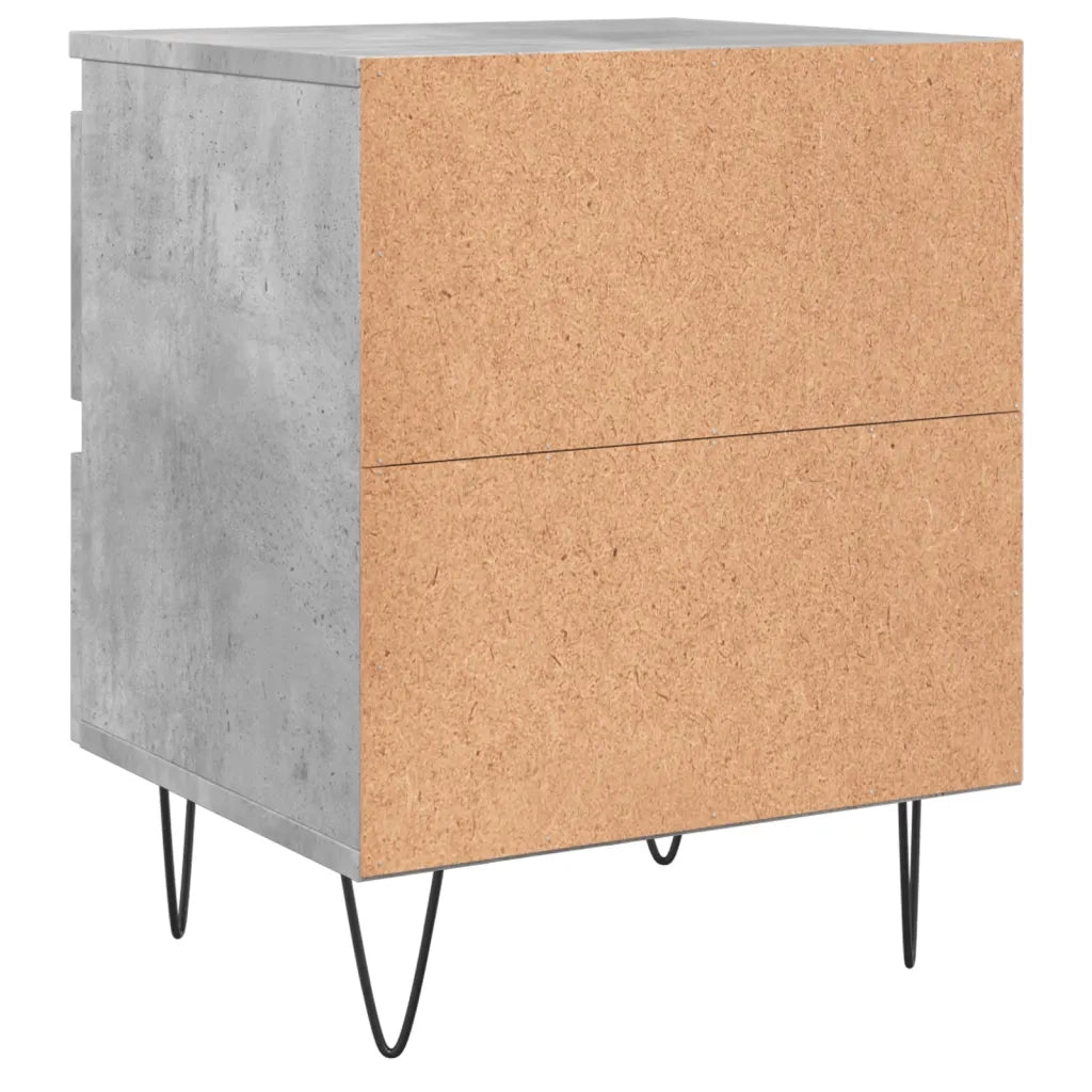 Comodini 2pz-Set di 2 Tavolino da notte Grigio Cemento 40x35x50 cm in Legno Multistrato 909331