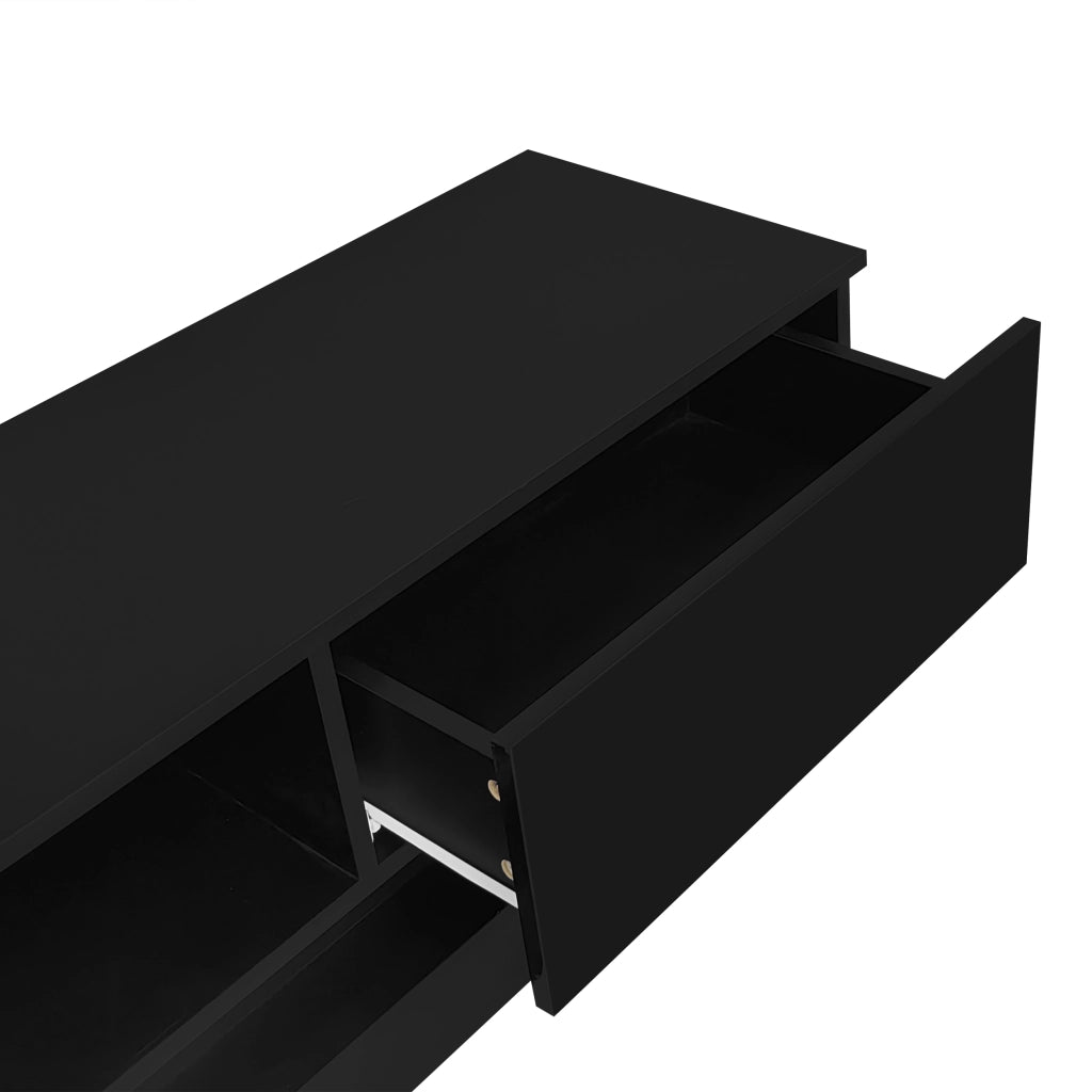 Mobile TV con LED multicolore via app; 2 cassetti; passacavi; nero lucido; 160 × 35 × 40.5 cm