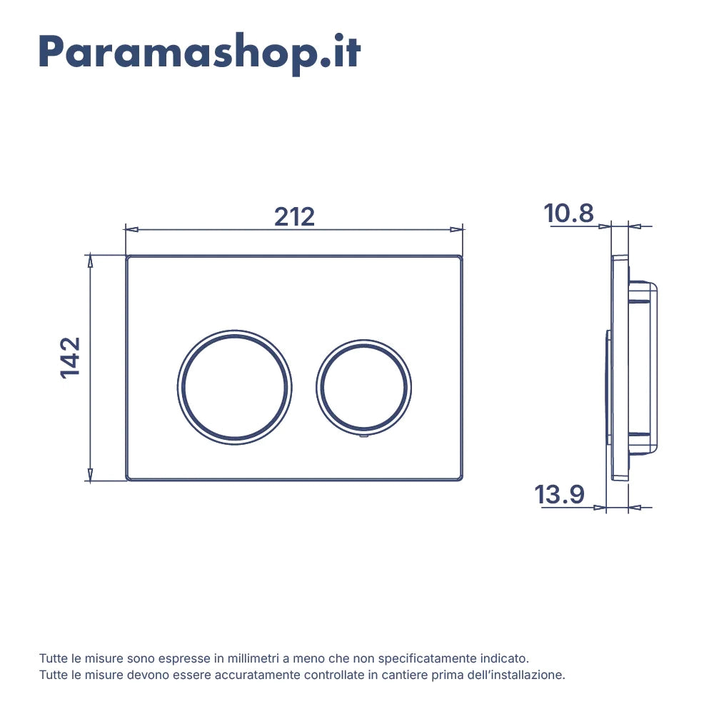 Placca di scarico doppio tasto in ABS oro champagne opaco e cromato