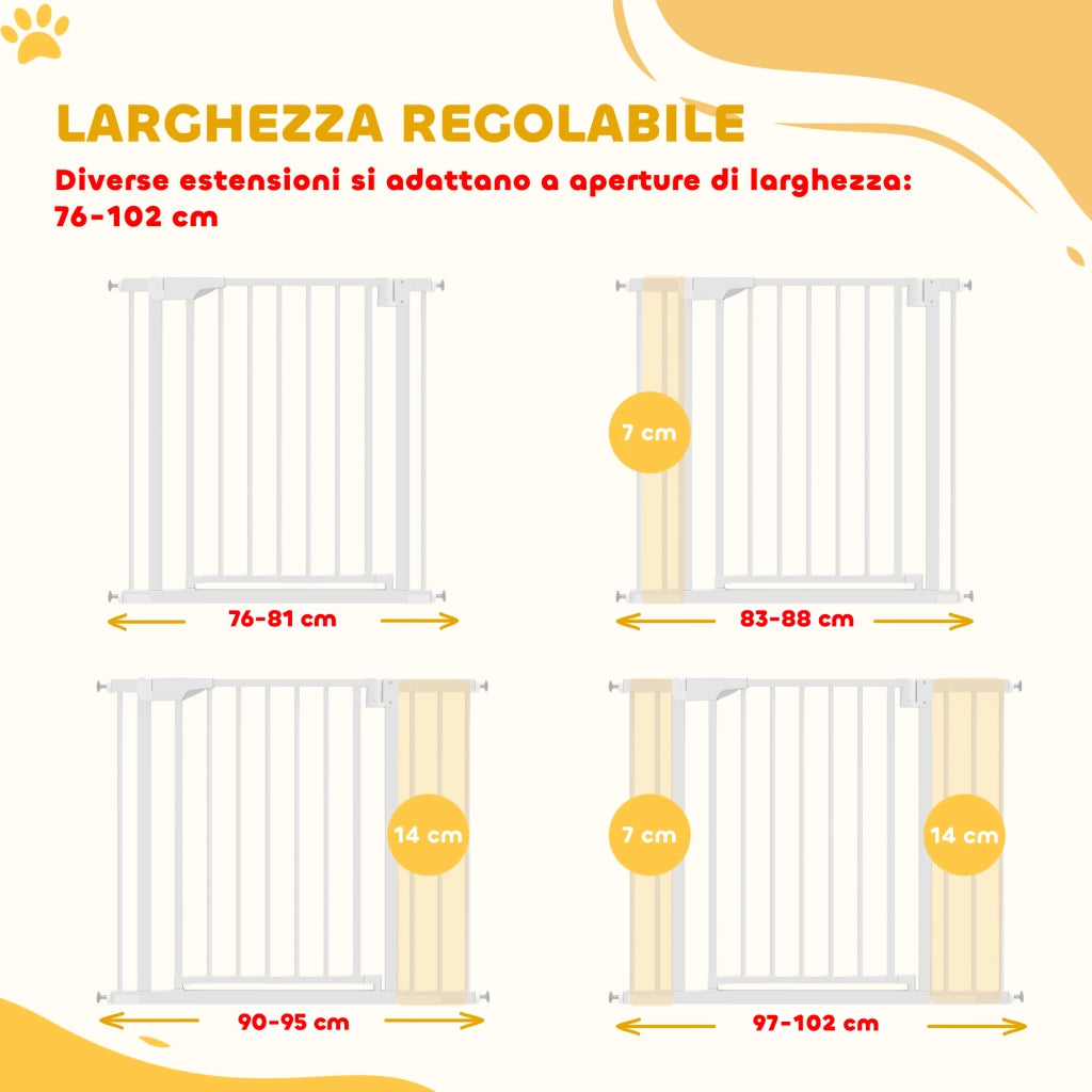 Cancello di Sicurezza per Bambini e Animali ¨C Minimal ¨C Bianco 76-102x76 cm
