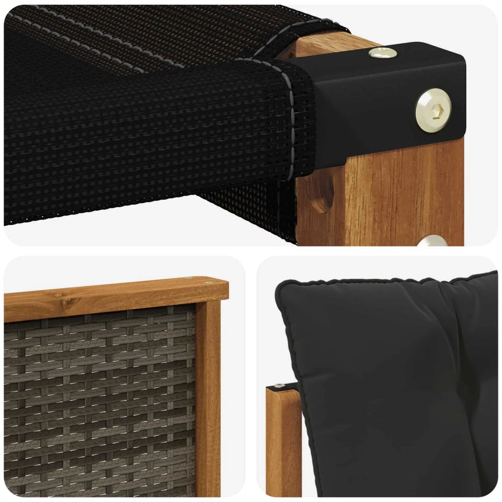 Set di divani da esterno 3 pz Naturale e Nero 3381212