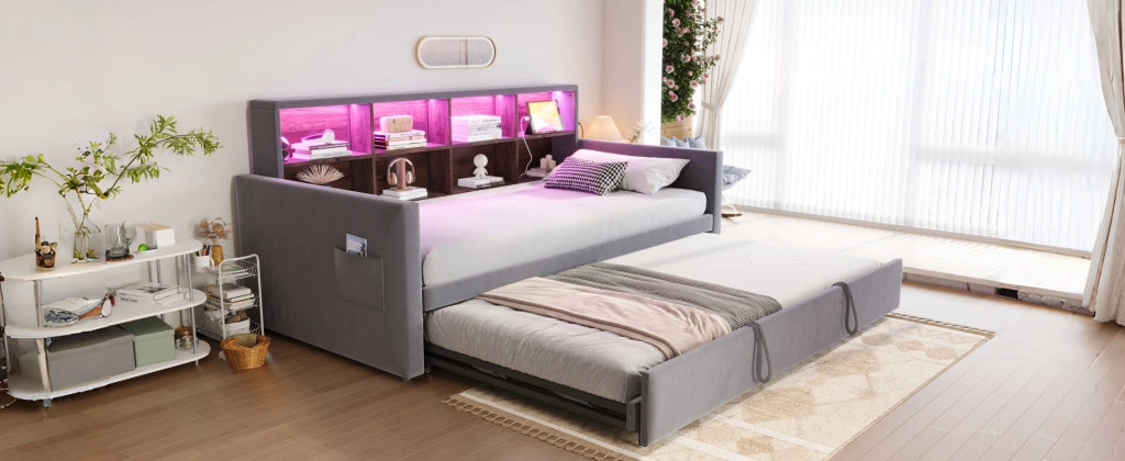 letto imbottito velluto grigio 90 x 190 cm