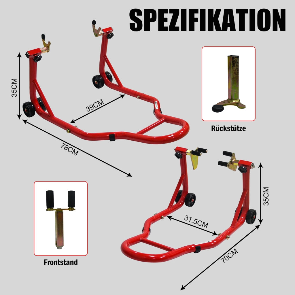 Kit di sollevamento per cavalletto moto, portata massima 200 kg, cavalletto combinato anteriore e posteriore, compatibile con la maggior parte delle m