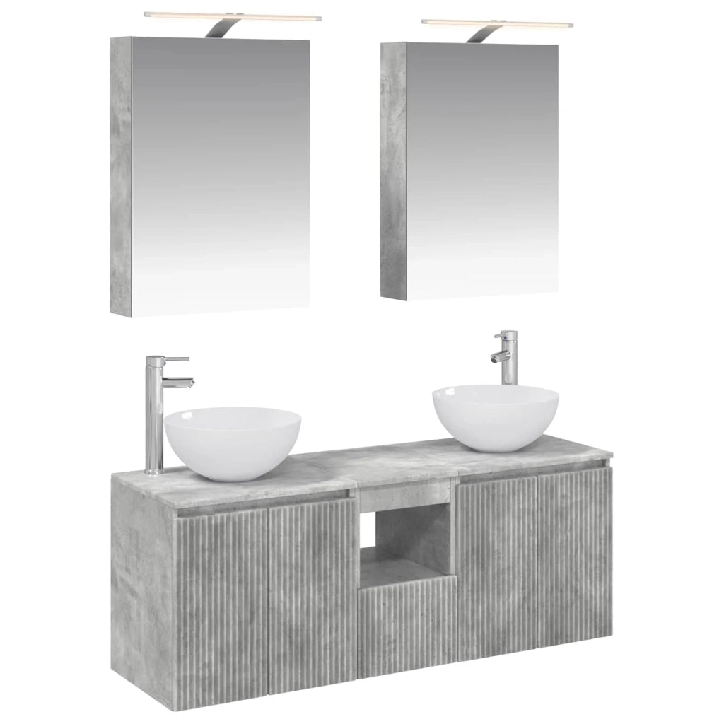 Set di Armadi da Bagno 5 pz Grigio Cemento Legno ingegnerizzato 3406354