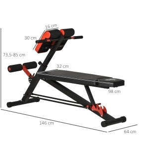panca pesi regolabile 64 x 146 x 73，5-85 cm in acciaio nero per allenamento completo