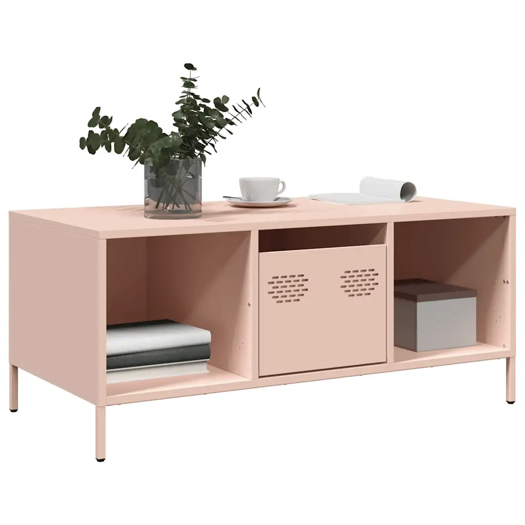 Tavolino da salotto | Tavolino da caff¨¨ | Tavolino da Soggiorno Rosa 101,5x50x43,5 cm in Acciaio Laminato a Freddo