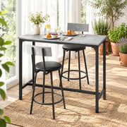 Set tavolo bar con 2 sgabelli 100x40x90.5 cm salvaspazio in MDF grigio