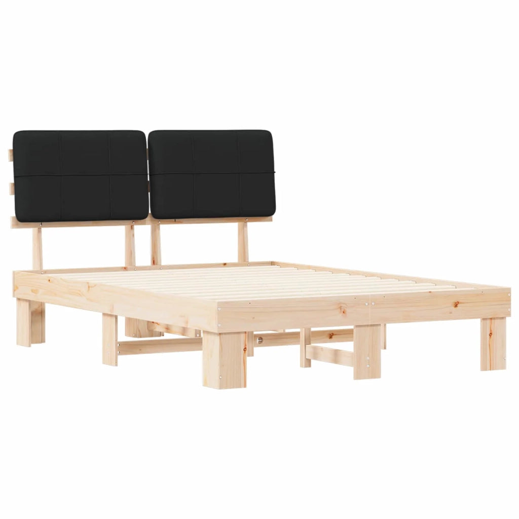 Letto con Testiera Rivestita Nero 120 x 200 cm Pino massello 877421
