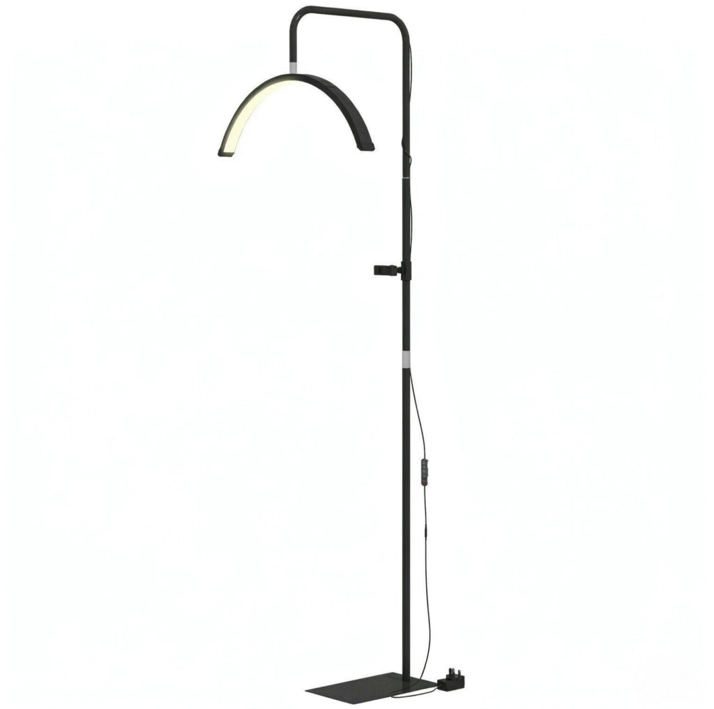 Lampada da Terra LED Dimmerabile 36W con Testa Mezza Luna Ruotabile 350°, 7 Temperature Colore, Nero, 136-186 cm