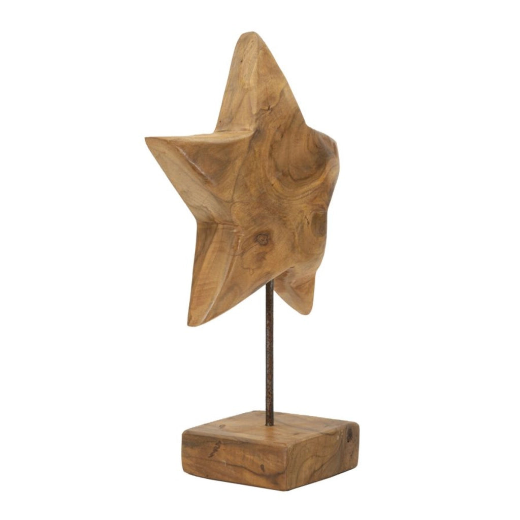 Scultura Stella, Marrone, Legno, 28x12x42 cm