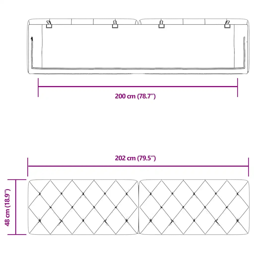 Cuscino Testiera Blu 200 cm in Velluto CFW2672450