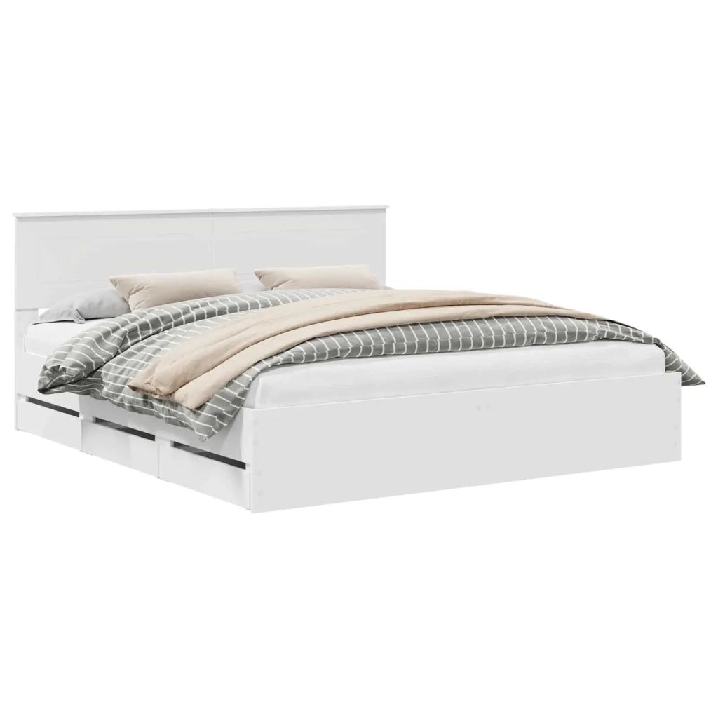 Struttura del letto-Giroletto-Rete del Letto Bianco 180 x 200 cm Legno Ingegnerizzato 228384