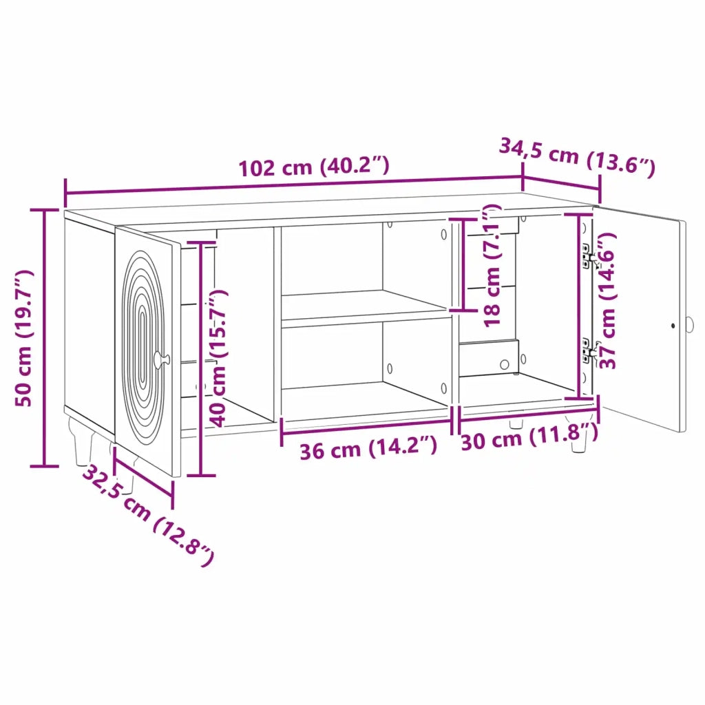 Mobile TV | Armadietto TV | Mobile Porta TV Legno antico 102 x 34,5 x 50 cm Legno ingegnerizzato