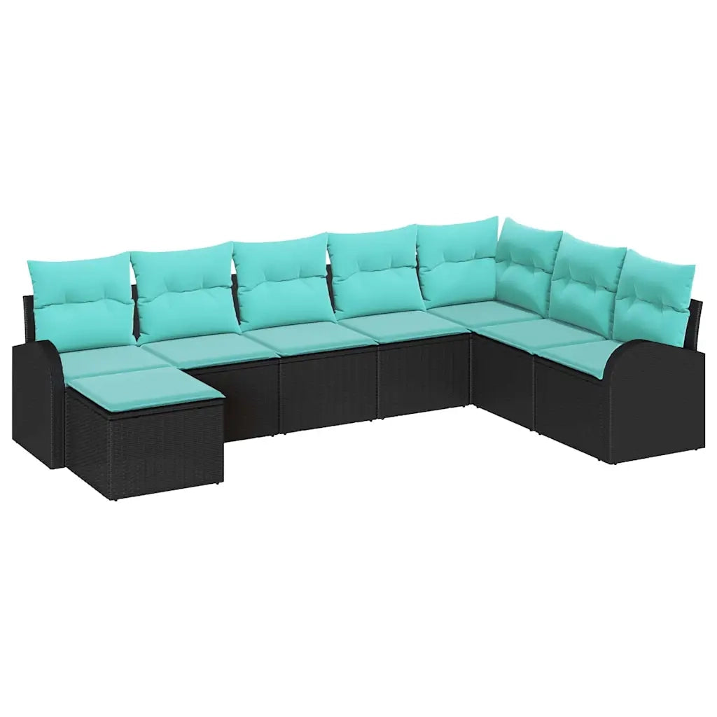 Set di divani con cuscino 8 pcs Nero e Turchese polyrattan 3354835