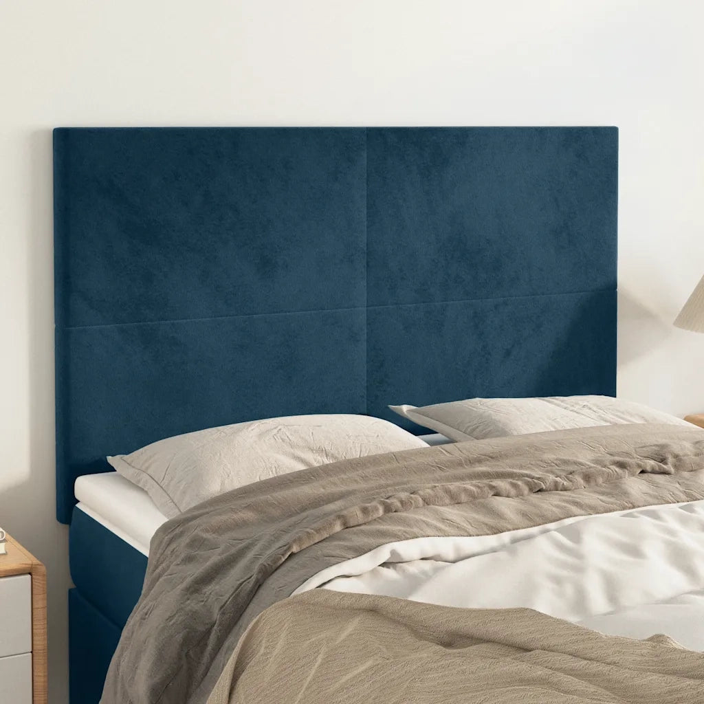 Testiera-Testata-Testiera Decorativa Blu Scuro 144x5x118/128 cm Velluto 661171
