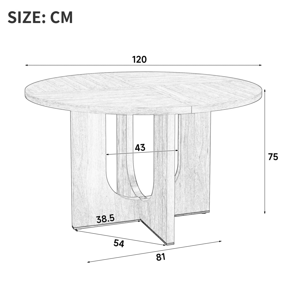 Tavolo da pranzo rotondo per 4-6 persone, stile scandinavo, in MDF effetto rovere, per interni, 120 × 120 cm