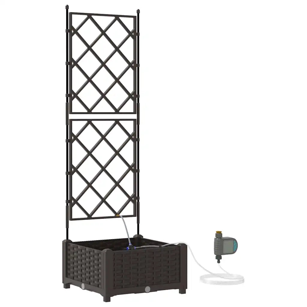Fioriere | Cassetta per fiori | Vaso da giardino Marrone 40 x 40 x 126 cm Plastica