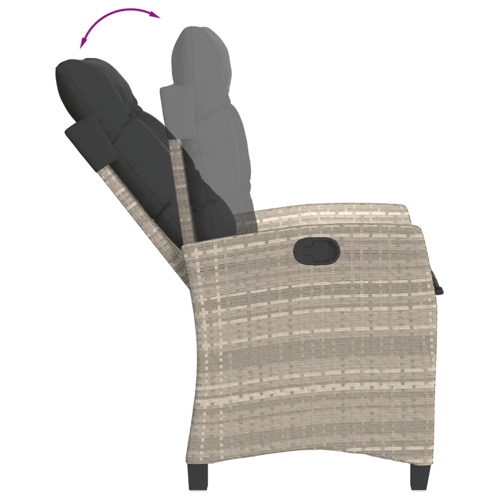Set Pranzo da Giardino 3pz con Cuscini Grigio Chiaro Polyrattan 3213274