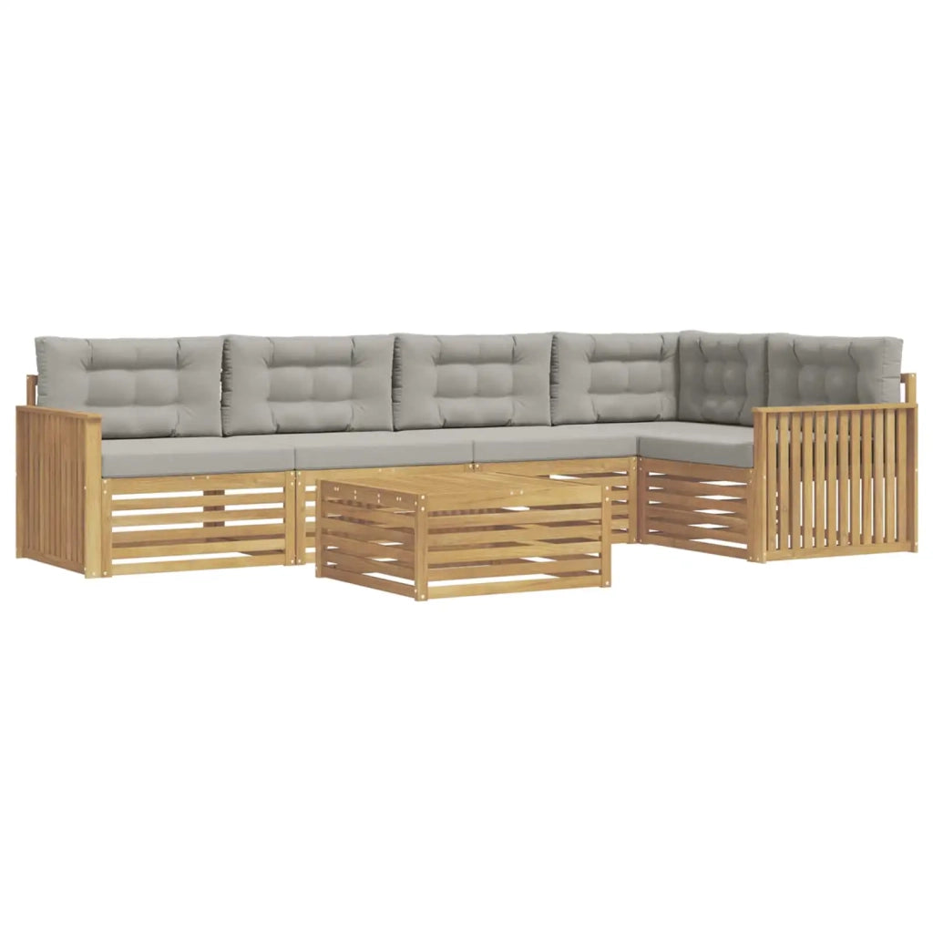 Set di divani da esterno 6 pz Bianco e Grigio Chiaro Poliestere 3390521