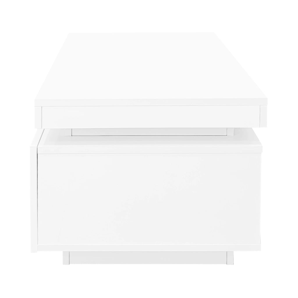 Tavolino da salotto con LED e cassetto portata 50 kg in pannello di particelle bianco lucido 100 × 50 × 40.3 cm