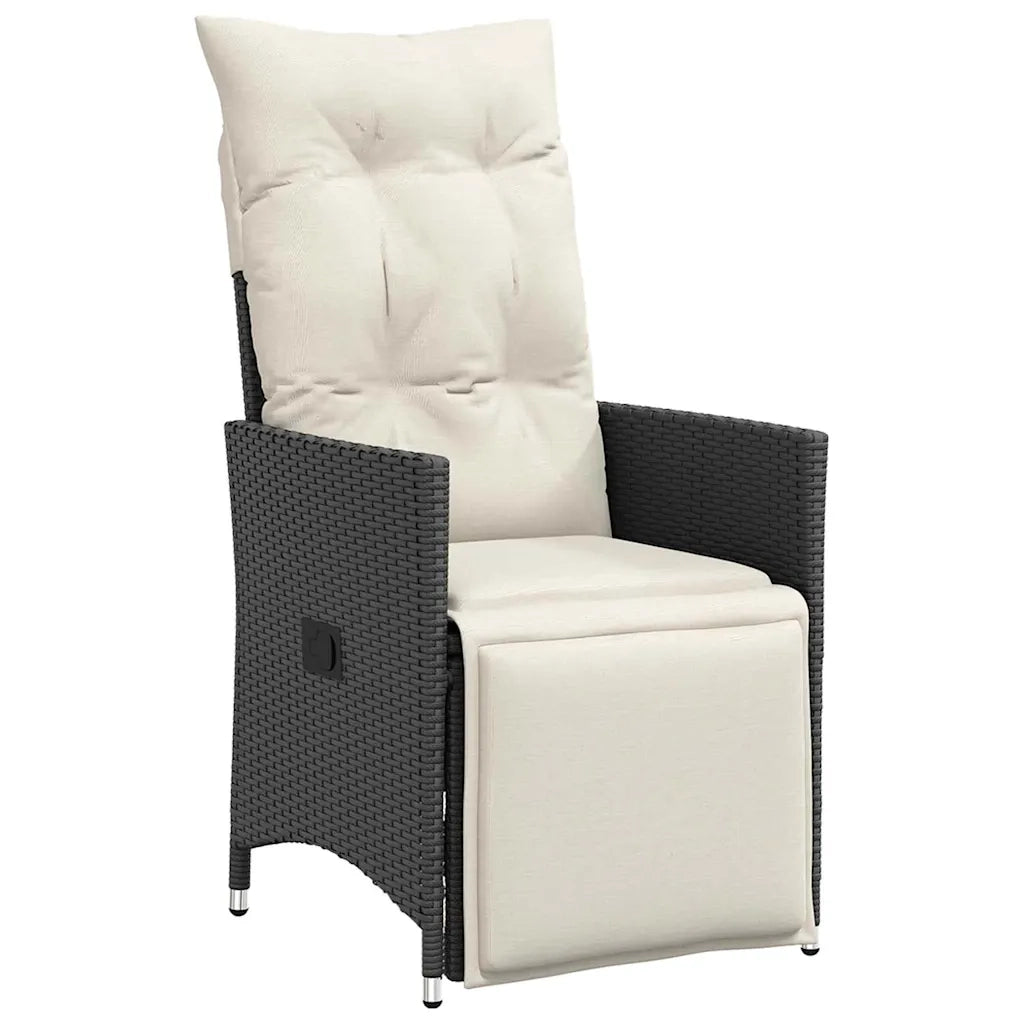 Set da Pranzo per Giardino con cuscino 5 pcs Nero polyrattan 3379564