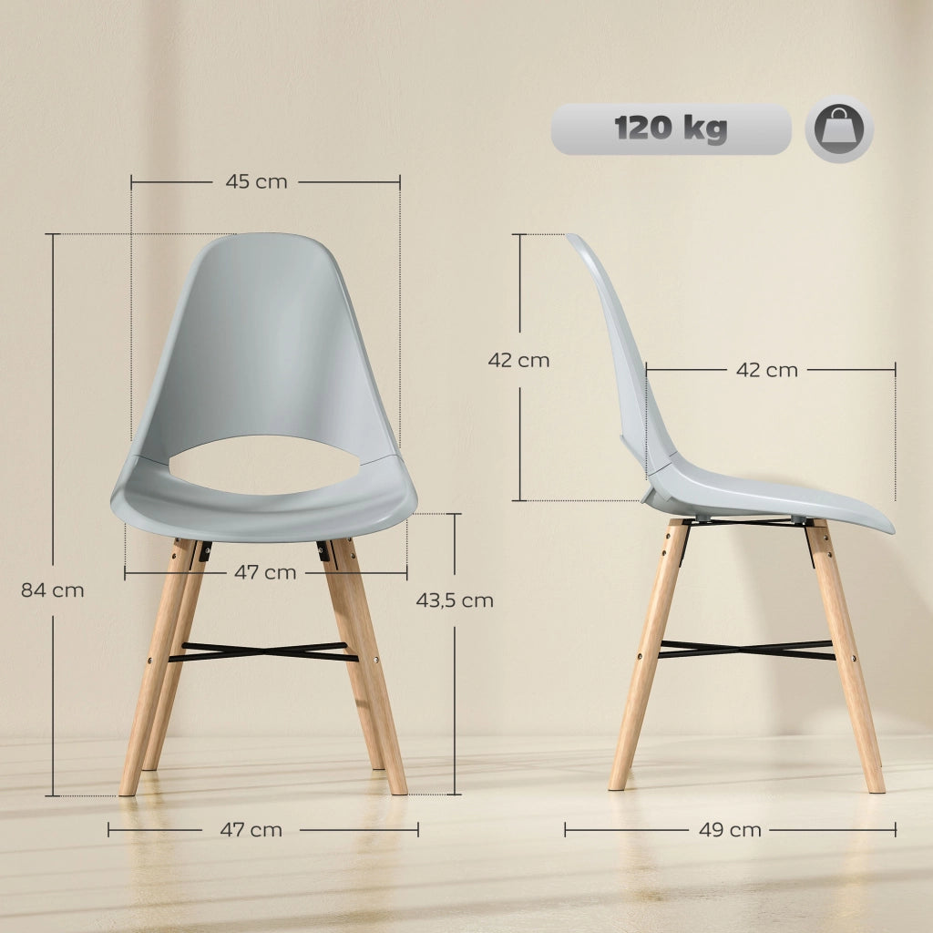 Set 2 Sedie da Pranzo ¨C Zephmum ¨C Plastica e Legno Grigio
