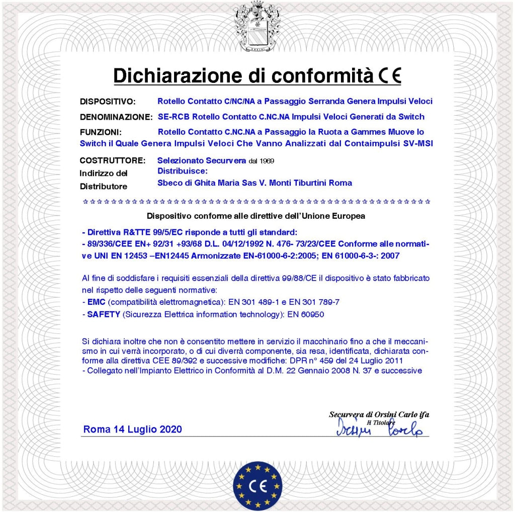 Antifurto Contatto per Serranda 5 Rotello Proteggono la Tapparella dal Sollevamento la Rotella Antiusura Spinta da Molla Muove lo Switch che Genera Impulsi Veloci 50 mS Necessita di Conta Impulsi