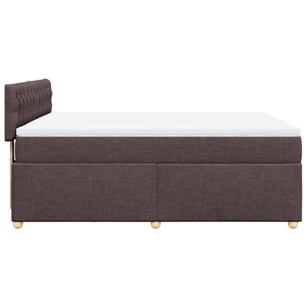 Giroletto a Molle con Materasso Marrone Scuro 140x200cm Tessuto